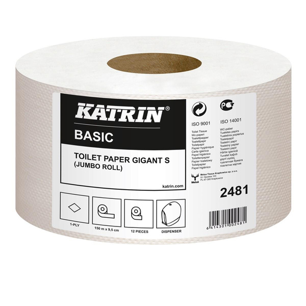 Papier toaletowy Katrin Basic Gigant Toilet S 150 Jumbo szary
