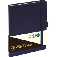 Notatnik A6 w kratkę 80k z gumką Grand granatowy
