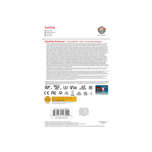 Karta pamięci Extreme microSDXC 64 GB A2 V30 UHS-I U3 z adapterem SanDisk