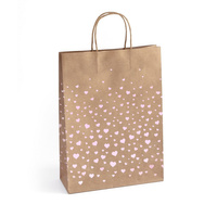Torba ozdobna Kraft różowe serca L 33x10x24