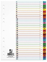 Przekładki do segregatora A4 kolorowe 1-31 Mylar Q-Connect