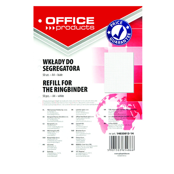 Wkład do segregatora A4 w kratkę 50 kartek biały Office Products