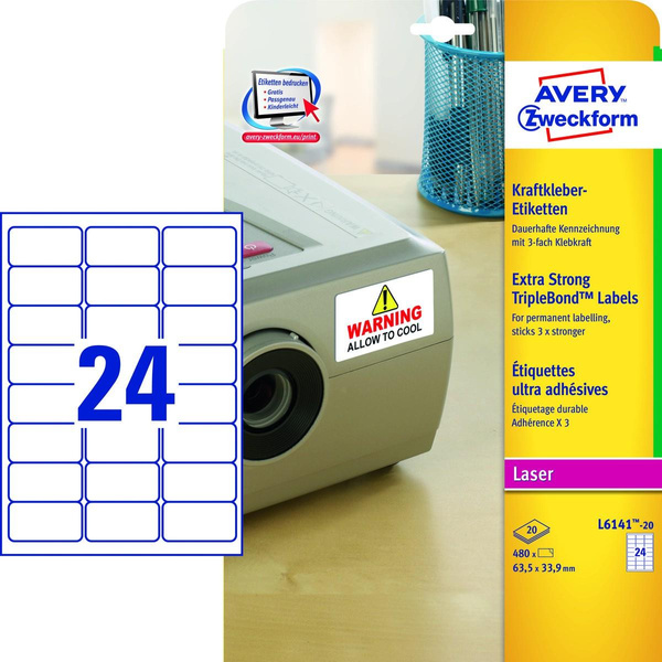 Etykiety zabezpieczające TripleBond Avery Zweckform białe 63.5x33.9mm