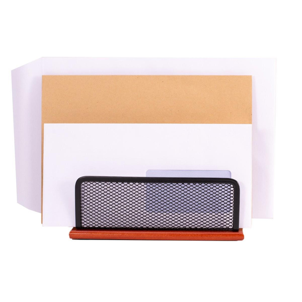 Półka na listy metalowa z drewnem czarny