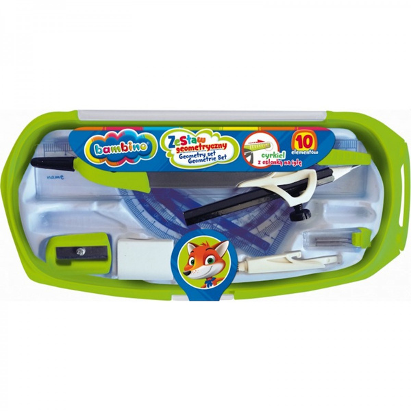 Zestaw geometryczny z cyrklem 10 elementów Bambino