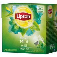 Herbata zielona Lipton z miętą 20 torebek piramidka