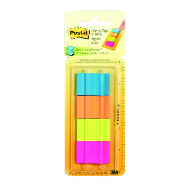 Zakładki indeksujące w podajniku Post-it 3M 4x50 kartek 25x38mm 672-P1