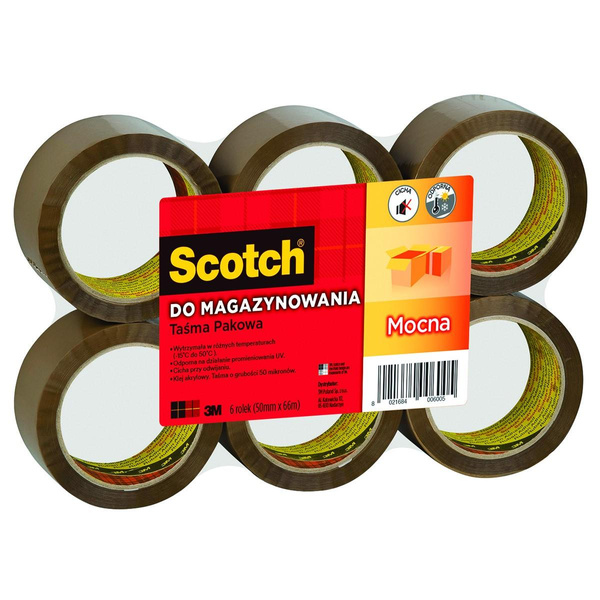 Taśma pakowa Scotch do magazynowania 50mm x 66m mocna brązowa