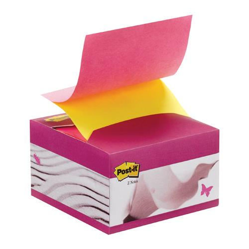 Podajnik do bloczków Post-it 3M kartonowy + bloczek różowo żółty