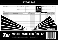 ZW zwrot materiałów A5