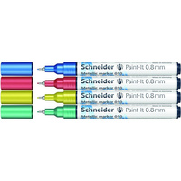 Marker akrylowy Schneider Paint-It Metallic 0,8mm 4 kolory (niebieski czerwony żółty zielony)