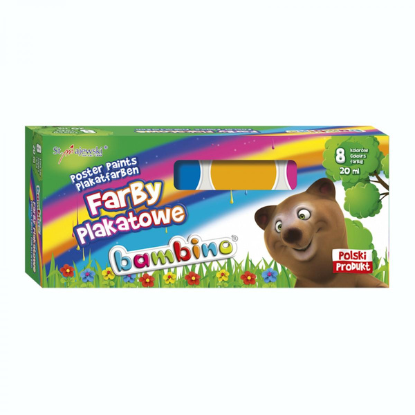 Farby plakatowe 8 kolorów 20ml Bambino