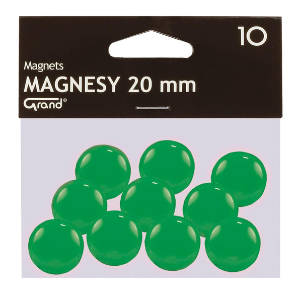 Magnesy Grand średnica 20mm 10 sztuk zielony
