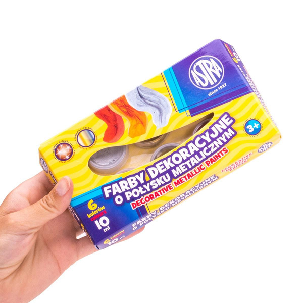 Farby plakatowe Astra 6 kolorów 10ml metaliczne