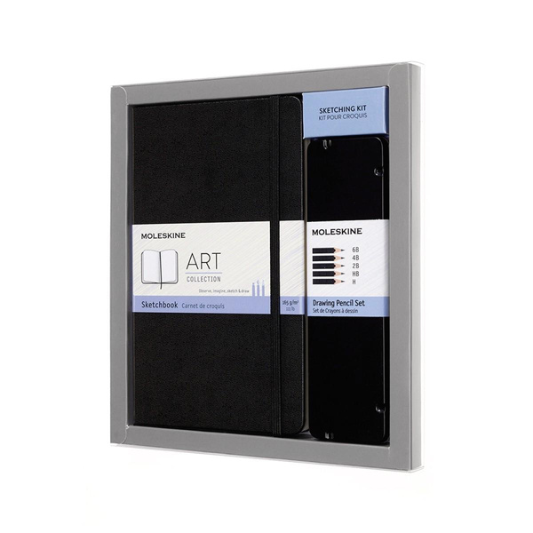 Zestaw Moleskine Sketchbook L+zestaw ołówków