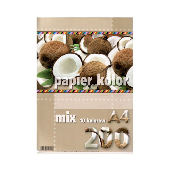 Papier ksero Kreska A4 80g mix intensywny 10 kolorów 200 arkuszy