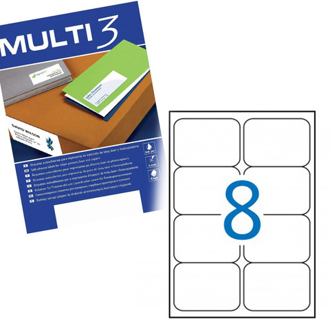 Etykiety samoprzylepne Multi 3 uniwersalne białe 99.1x67.7mm