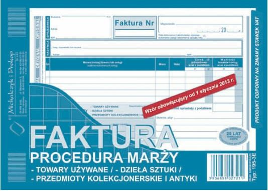 Faktura procedura marży towary używane, dzieła sztuki, przedmioty kolekcjonerskie i antyki