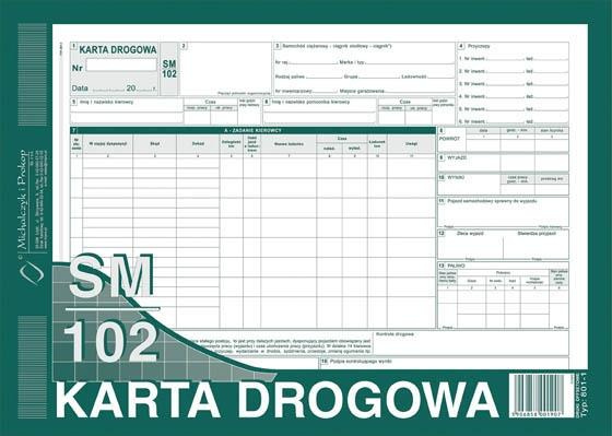 Karta drogowa SM/102 numerowana (samochód ciężarowy) A4