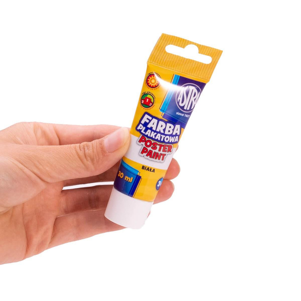 Farba plakatowa w tubce biała 30ml Astra