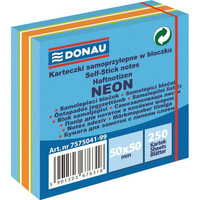 Karteczki samoprzylepne 50x50mm Donau niebieskie mix neonowo-pastelowe