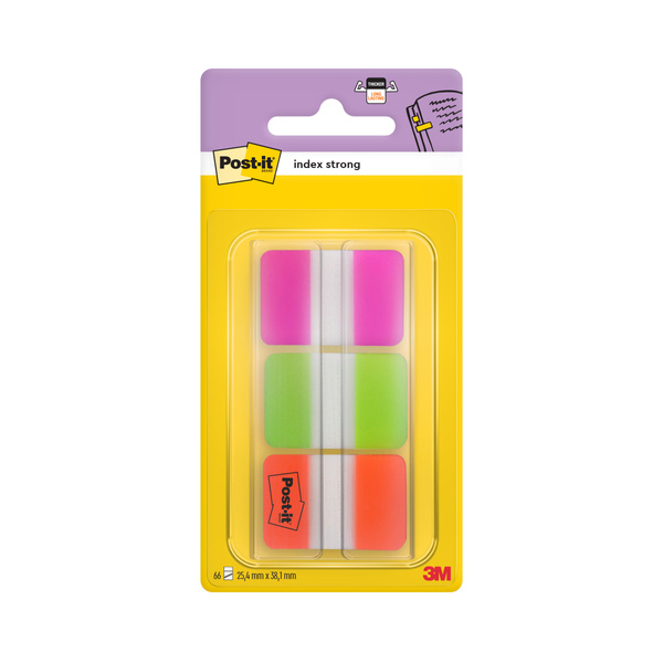 Zakładki indeksujące Post-it 3M silne 3 kolory po 22 sztuki 25x38mm 686-PGO