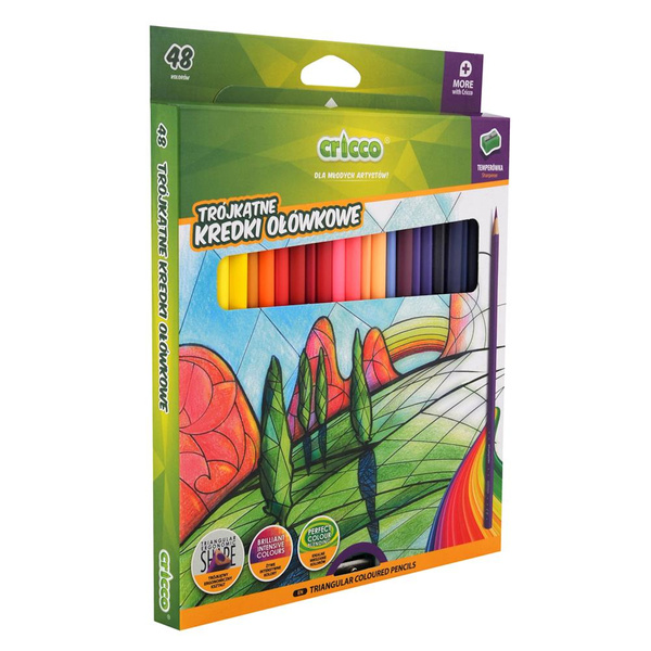Kredki ołówkowe trójkątne 48 kolorów Cricco