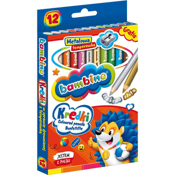 Kredki Bambino 12 kolorów w drewnie z temperówką