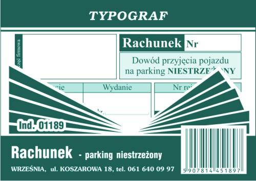 Rachunek - dowód przyjęcia pojazdu na parking niestrzeżony A7