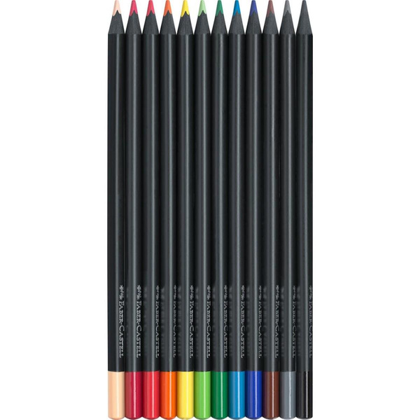 Kredki trójkątne Faber Castell Black Edition 12 kolorów metalowe opakowanie