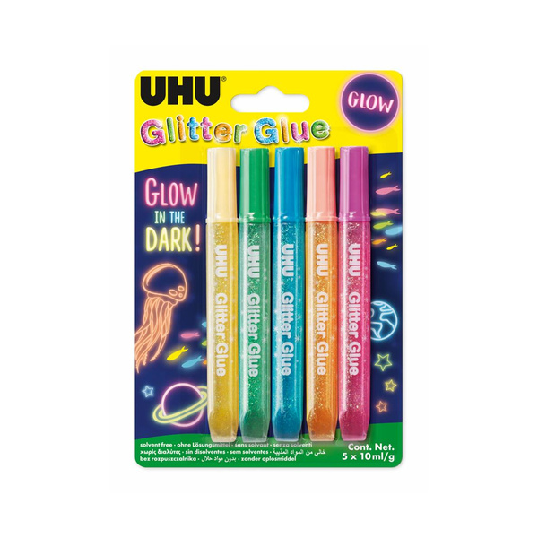 Klej brokatowy świecący w ciemności UHU 10ml 5 kolorów