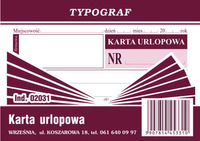 Karta urlopowa A7