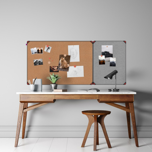 Tablica filcowa w ramie aluminiowej 60x45 cm Memobe Idea szara