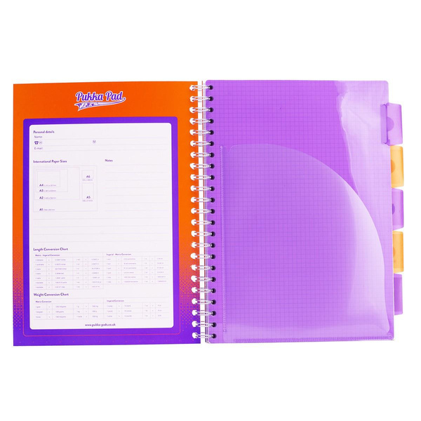 Kołozeszyt A5 w kratkę 200 stron Pukka Pad Project Book Fusion pomarańczowy