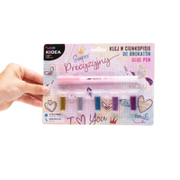 Klej precyzyjny w cienkopisie + 5 brokatów Kidea