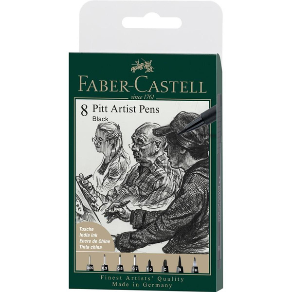 Zestaw pisaków Pitt Artist Pen Black Faber Castell 8 sztuk