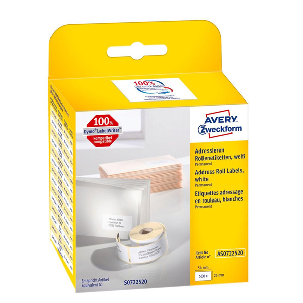 Etykiety adresowe w rolce do drukarek termicznych Dymo 25x45mm Avery Zweckform