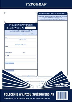 Polecenie wyjazdu służbowego - delegacja A5