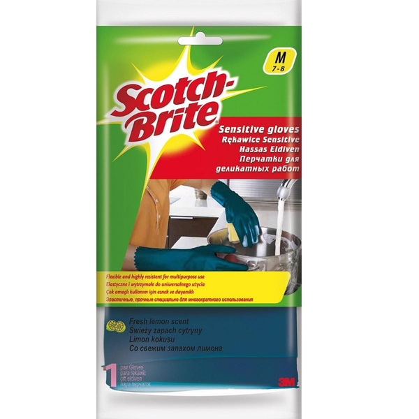 Rękawice gumowe M Scotch Brite Sensitive niebieskie