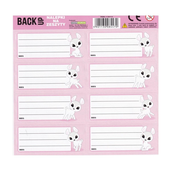 Naklejki na zeszyty BackUp 4 A29 Sarenki