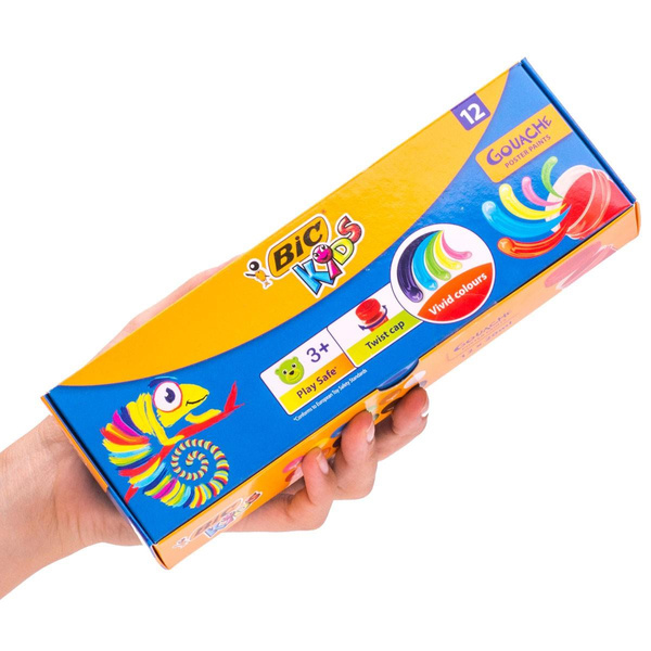 Farby plakatowe 12 kolorów 20ml Bic