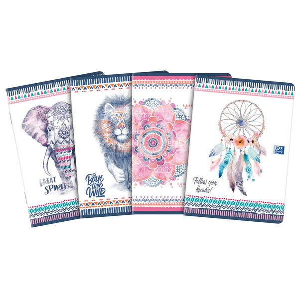 Zeszyt Oxford 95x148 w kratkę 48 kartek Boho