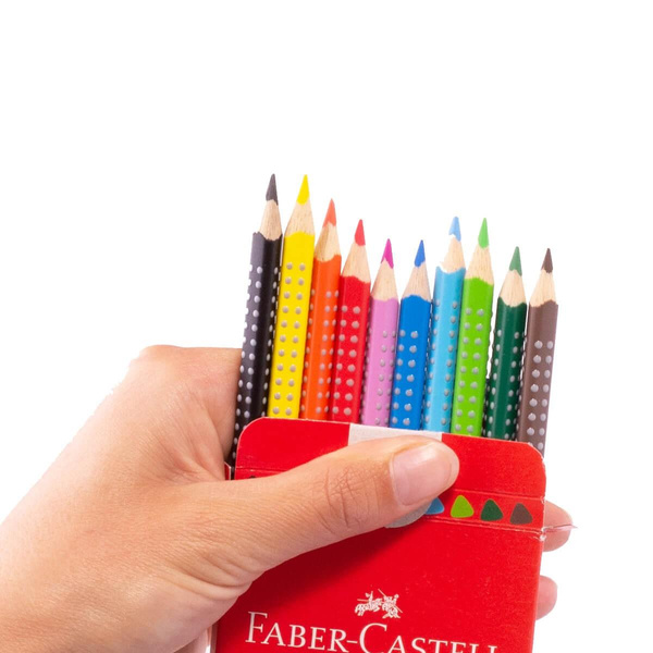 Kredki ołówkowe Faber Castell 2001 Grip 10 kolorów z gumką