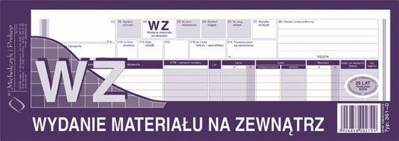 WZ Wydania materiałów na zewnątrz 1/2 A4 wielokopia