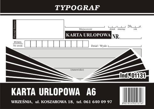 Karta urlopowa A6