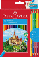 Kredki ołówkowe Faber Castell 36 kolorów + 3 kredki dwustronne + ołówek + temperówka
