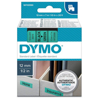 Taśma Dymo D1 12mm czarna / zielona