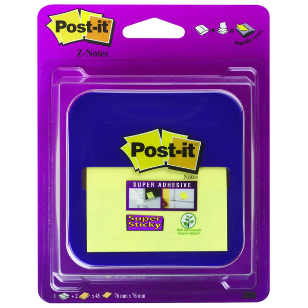 Podajnik do karteczek samoprzylepnych Post-it 3M+2 bloczki Super Sticky Z-notes gratis fioletowy