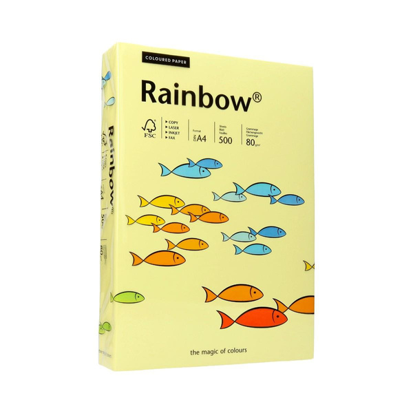 Papier ksero kolorowy A4 80g Rainbow R12 jasnożółty