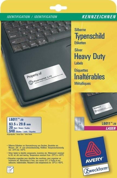 Etykiety samoprzylepne Avery Zweckform znamionowe srebrne średnica 30mm